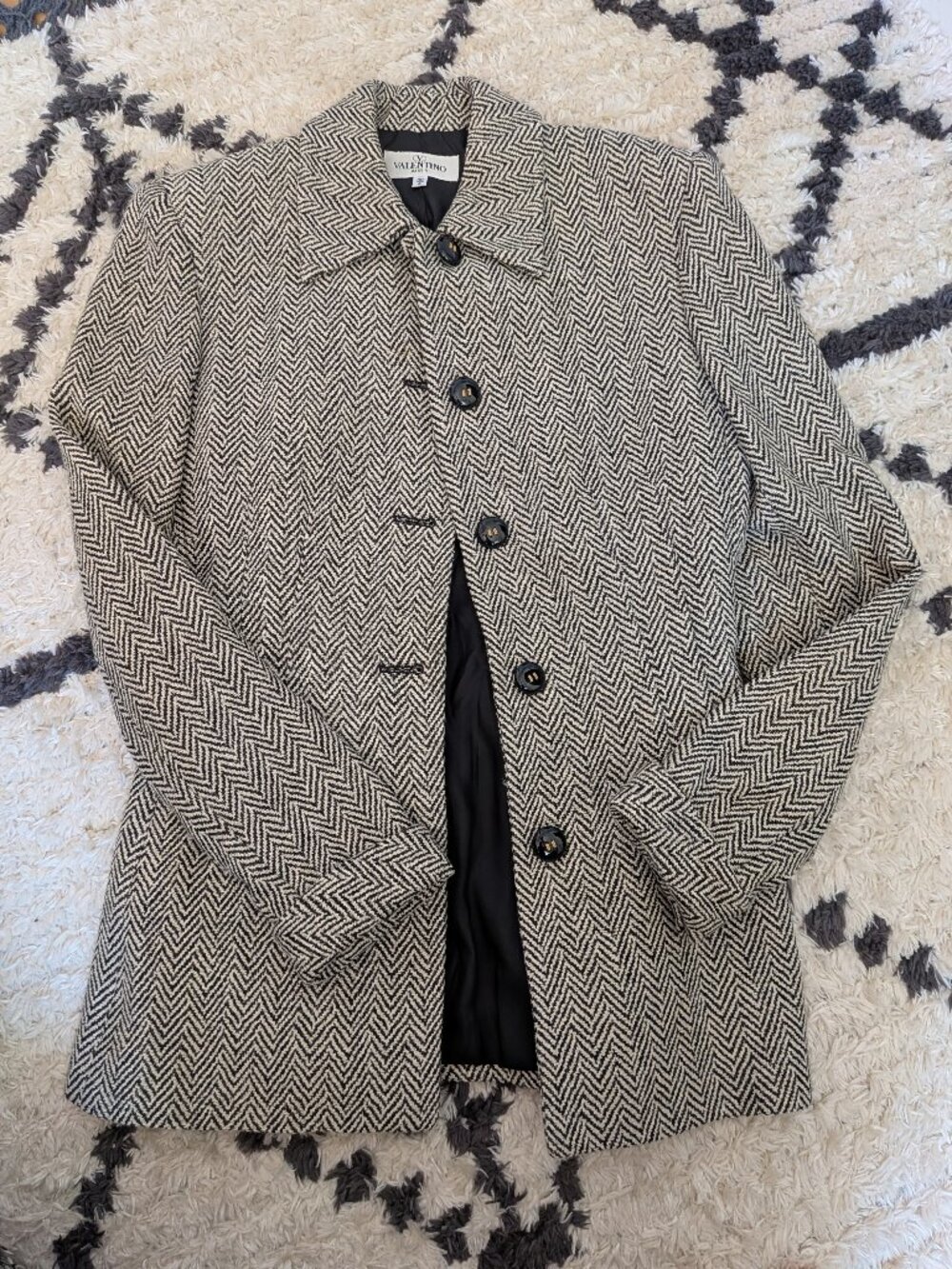 Vintage Valentino Herringbone Long Blazer